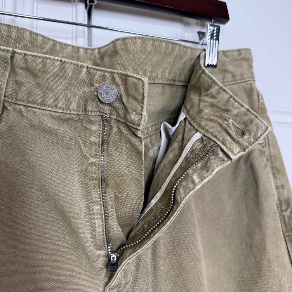 OOBE Brand Straight Leg Pants Mens 34/28.5 Olive Green Khaki Canvas Workwear